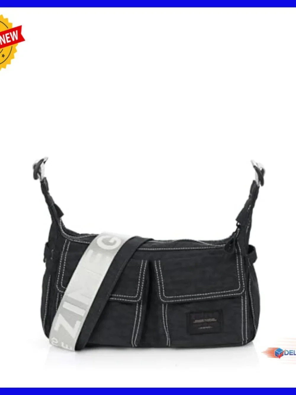 Small Nylon Hobo Shoulder Bag with Adjustable Strap and Multiple Pockets